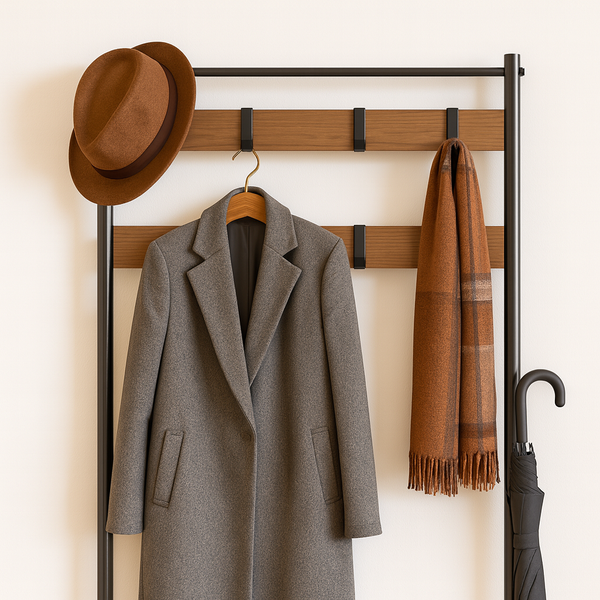 Nicola Spring Square Steel Coat Rack With Shoe Storage Bench