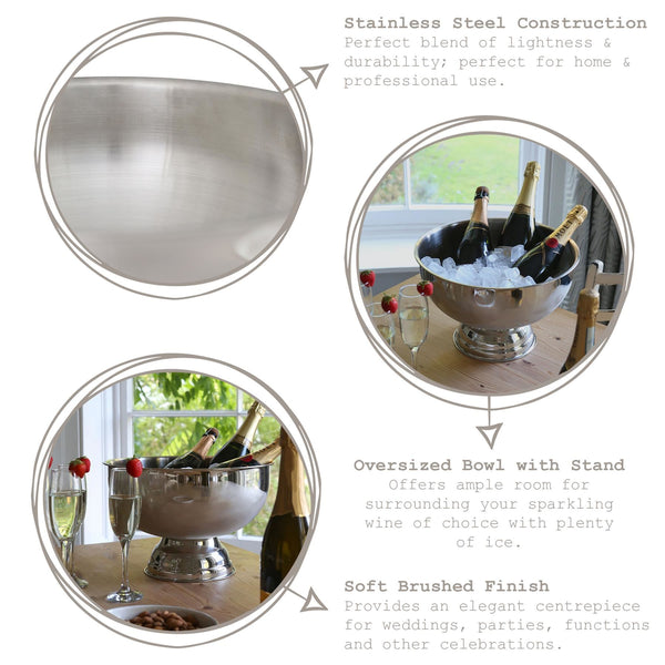 Nicola Spring Stainless Steel Champagne Ice Bucket - 35cm