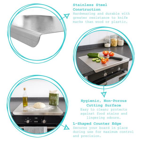 Nicola Spring Stainless Steel Counter Edge Chopping Board - 40 X 30cm