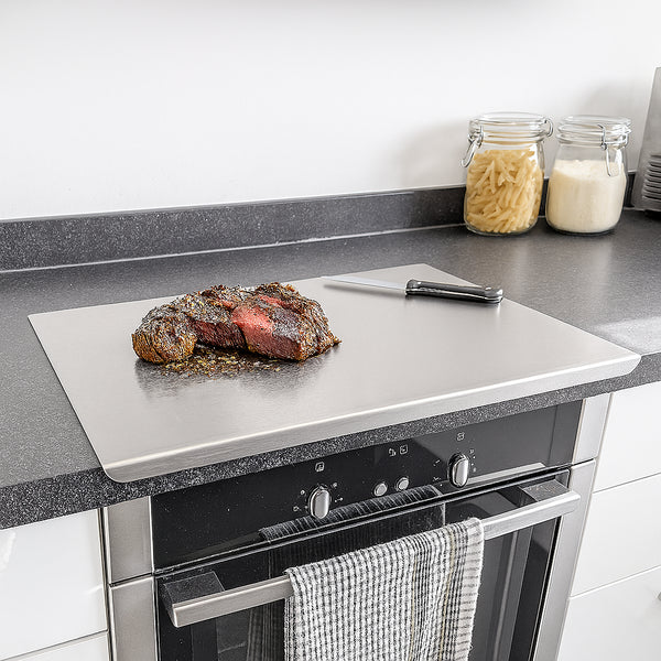 Nicola Spring Stainless Steel Counter Edge Chopping Board - 60 X 40cm