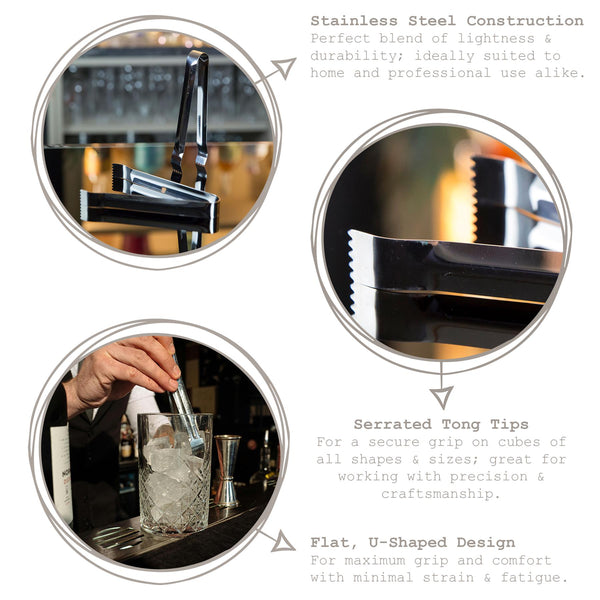 Nicola Spring Stainless Steel Ice Tongs - 17cm - Pack Of 5