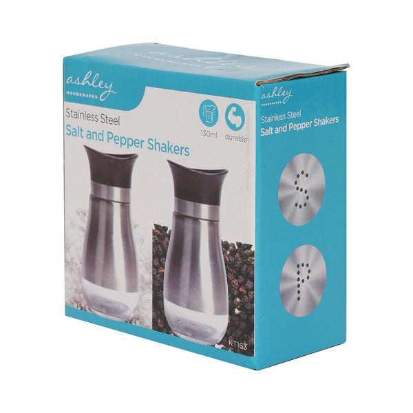 Nicola Spring Stainless Steel Salt & Pepper Shaker Set - Silver