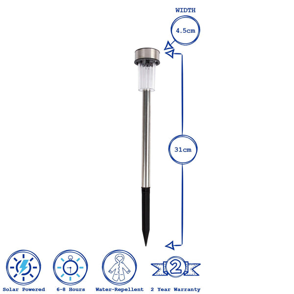 Nicola Spring Stainless Steel Solar Pathway Lights - Pack Of 5