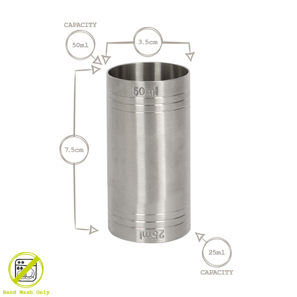 Nicola Spring Stainless Steel Thimble Measure - 25/50ml