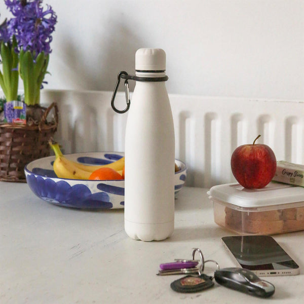Nicola Spring Stainless Steel Water Bottle With Carabiner Clip - 500ml