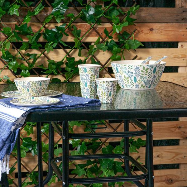 Nicola Spring Sussex Black Metal Glass Top Garden Table - 90cm X 90cm