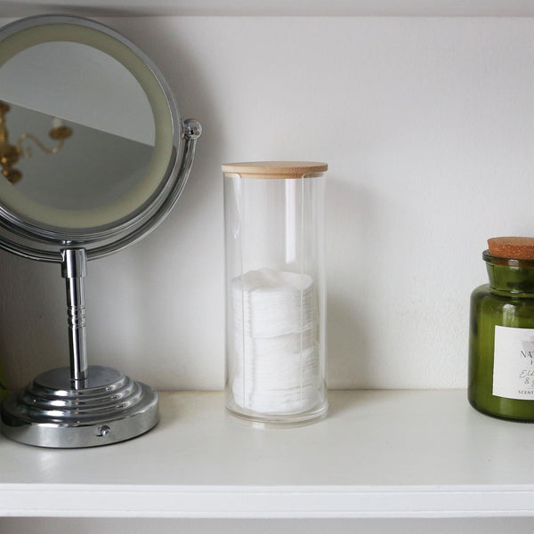 Nicola Spring Tall Cotton Pad Holder With Bamboo Lid
