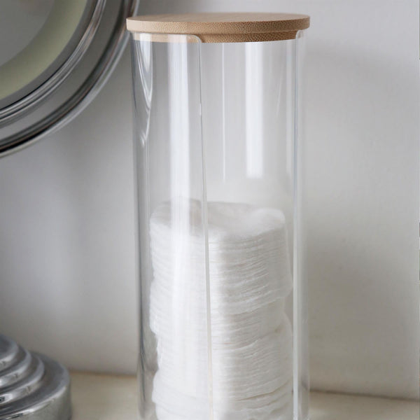 Nicola Spring Tall Cotton Pad Holder With Bamboo Lid