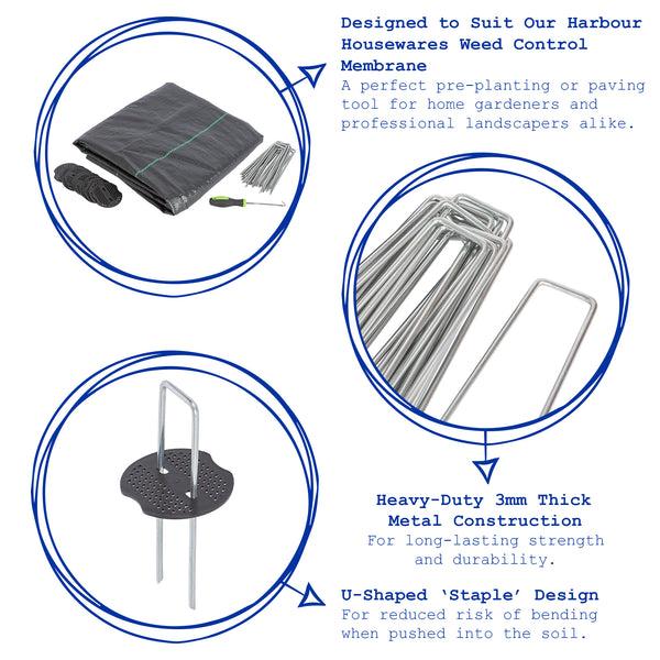 Nicola Spring U-Shaped Weed Control Membrane Pegs - 6" (150mm)