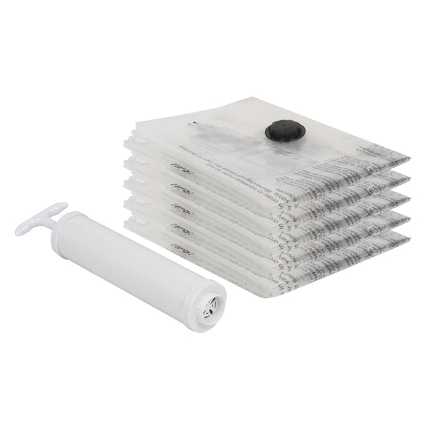 nicola spring Vacuum Storage Bags with Hand Pump - Medium (50 x 70cm) - White - Pack of 5