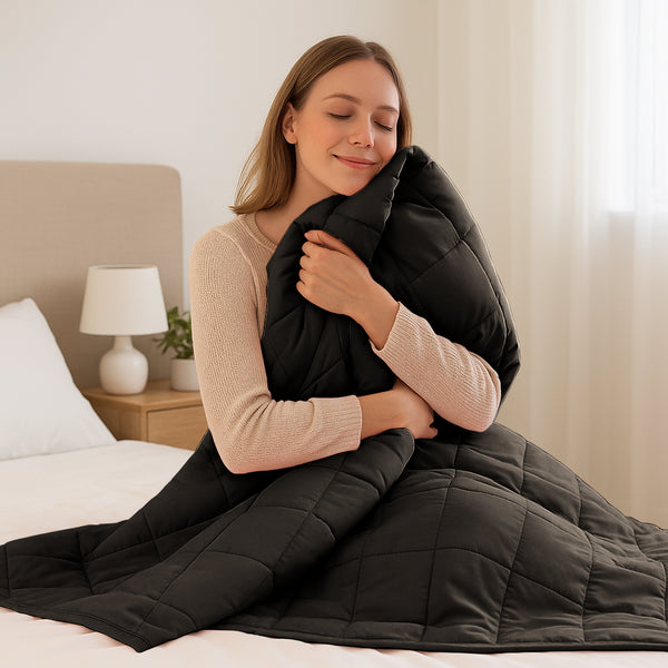Nicola Spring Weighted Blanket With Storage Bag - 125 X 150cm - 4kg - Black