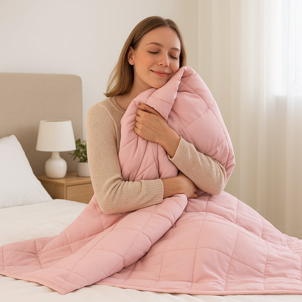 Nicola Spring Weighted Blanket With Storage Bag - 125 X 150cm - 4kg - Pink