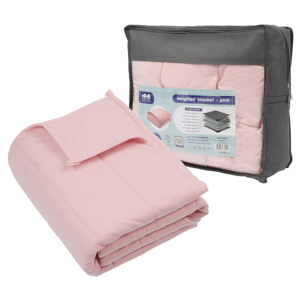nicola spring Weighted Blanket with Storage Bag - 125 x 150cm - 4kg - Pink