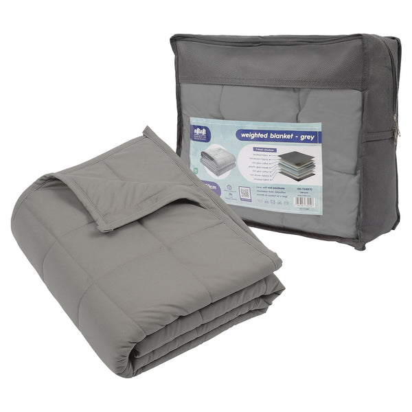 nicola spring Weighted Blanket with Storage Bag - 125 x 150cm - 4kg - Grey
