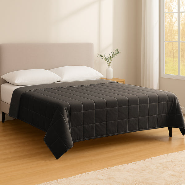 Nicola Spring Weighted Blanket With Storage Bag - 125 X 180cm - 6kg - Black