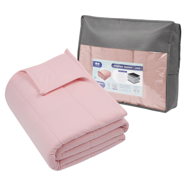 nicola spring Weighted Blanket with Storage Bag - 125 x 180cm - 6kg - Pink