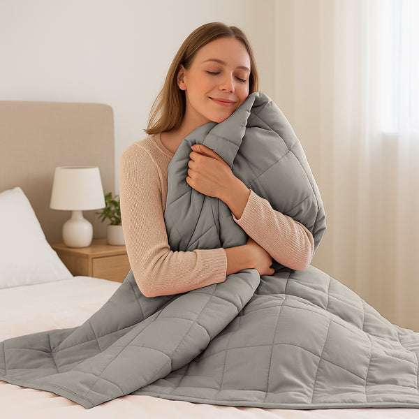 Nicola Spring Weighted Blanket With Storage Bag - 125 X 180cm - 6kg - Grey