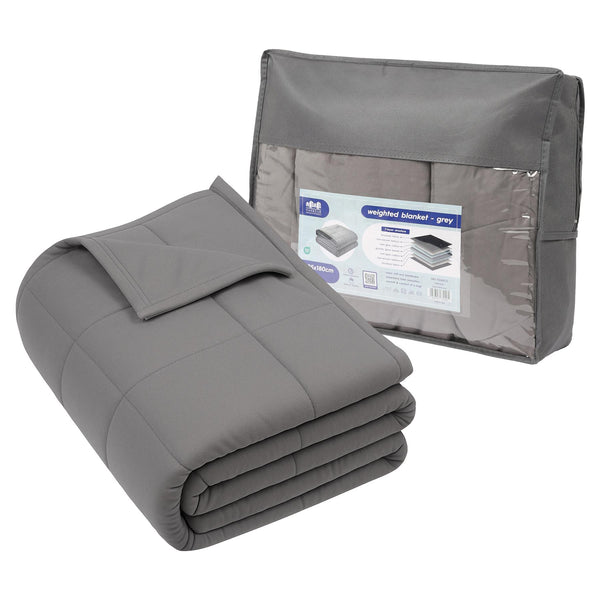 nicola spring Weighted Blanket with Storage Bag - 125 x 180cm - 6kg - Grey