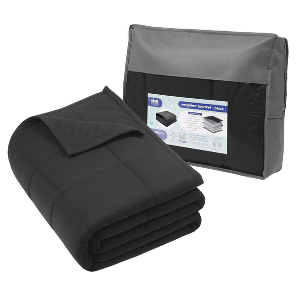 nicola spring Weighted Blanket with Storage Bag - 125 x 180cm - 6kg - Black