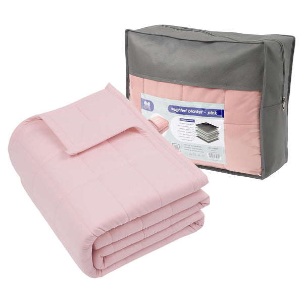nicola spring Weighted Blanket with Storage Bag - 150 x 200cm - 8kg - Pink