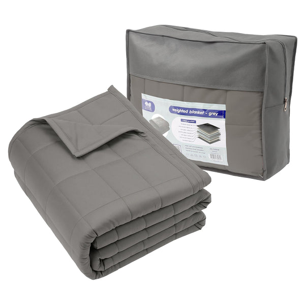 nicola spring Weighted Blanket with Storage Bag - 150 x 200cm - 8kg - Grey