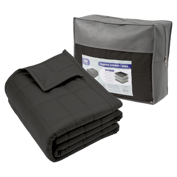 nicola spring Weighted Blanket with Storage Bag - 150 x 200cm - 8kg - Black