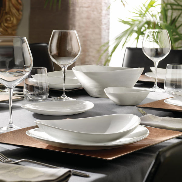 Nicola Spring White 23cm Prometeo Oval Glass Soup Plates - Pack Of 6