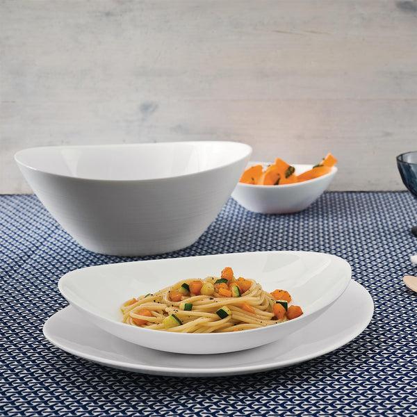 Nicola Spring White 25cm Prometeo Oval Glass Salad Bowls - Pack Of 6
