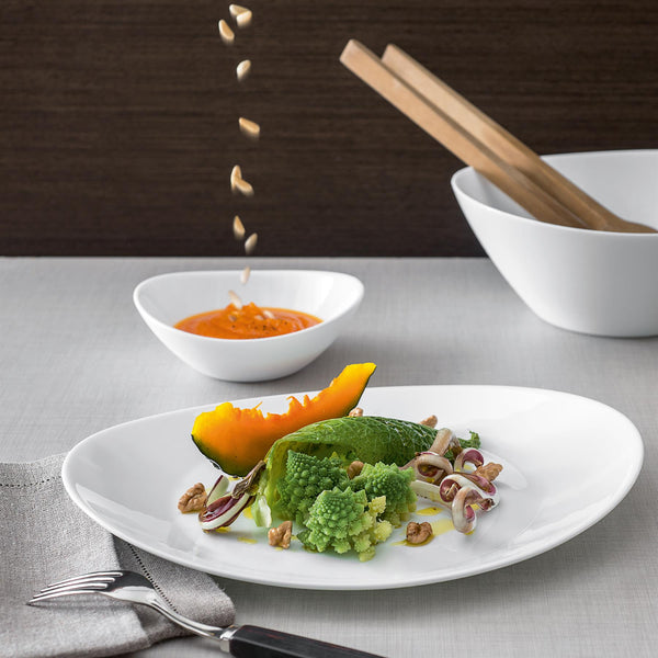 Nicola Spring White 25cm Prometeo Oval Glass Salad Bowls - Pack Of 6