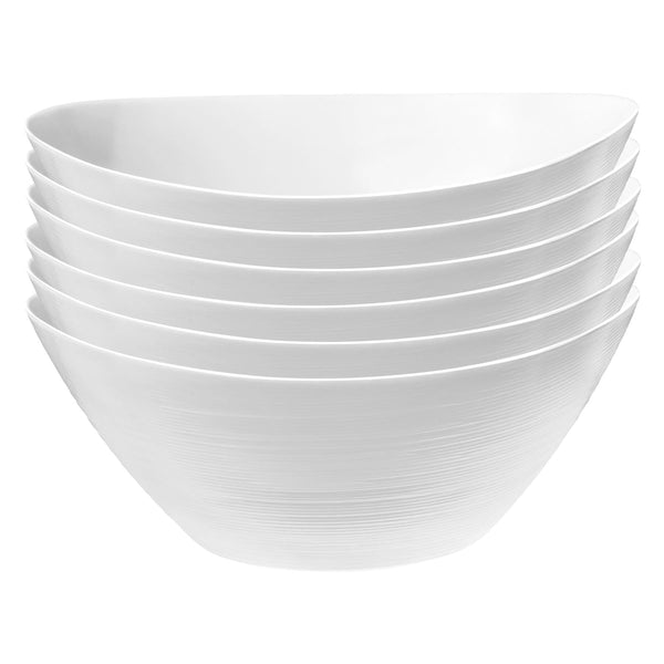nicola spring White 25cm Prometeo Oval Glass Salad Bowls - Pack of 6
