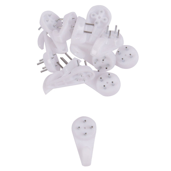 nicola spring White 30mm Plastic Picture Hooks - Pack of 12