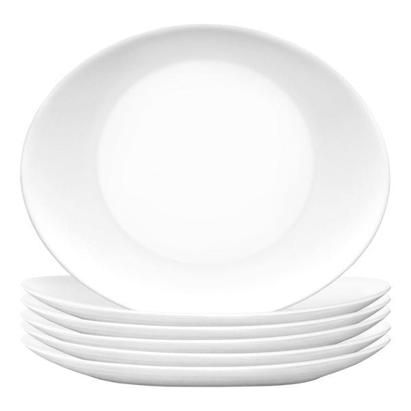 nicola spring White 32cm Prometeo Oval Glass Steak Plates - Pack of 6