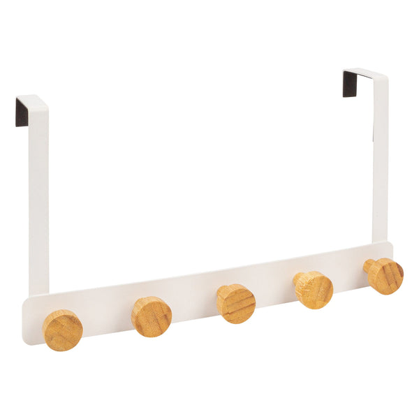 nicola spring White 5 Hook Iron Over-Door Robe Hook Set