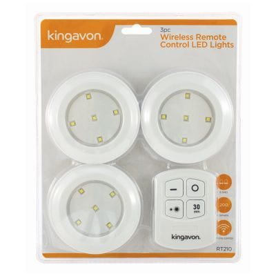 nicola spring White 5 LED Remote Plastic Puck Lights - Pack of 3