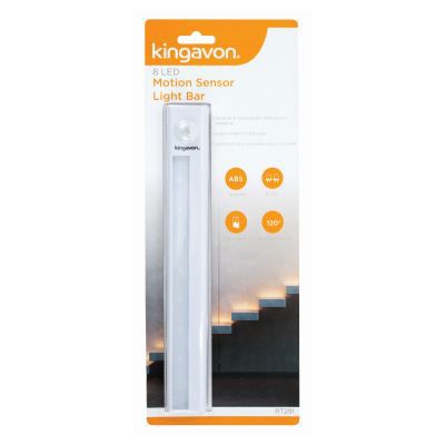 nicola spring White 8 LED Motion Sensor Plastic Light Bar