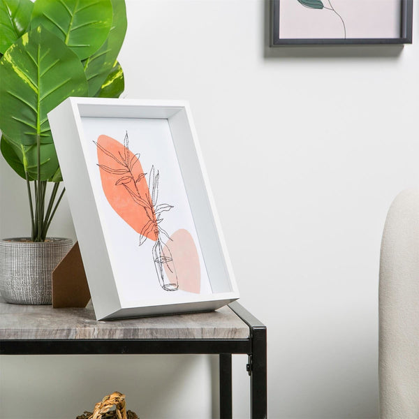 Nicola Spring White A4 (8" X 12") 3D Deep Box Frame With A5 Mount