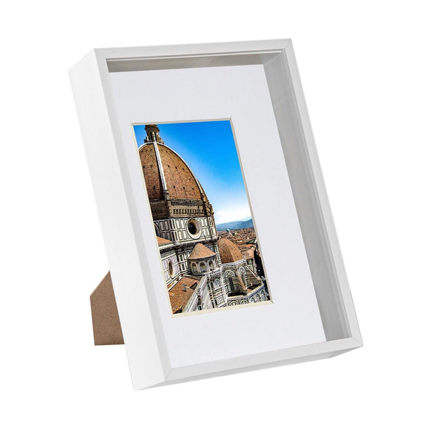nicola spring White A4 (8" x 12") 3D Deep Box Frame with A5 Mount