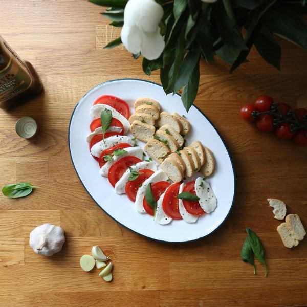 Nicola Spring White Enamel Serving Platter - 30cm X 22cm