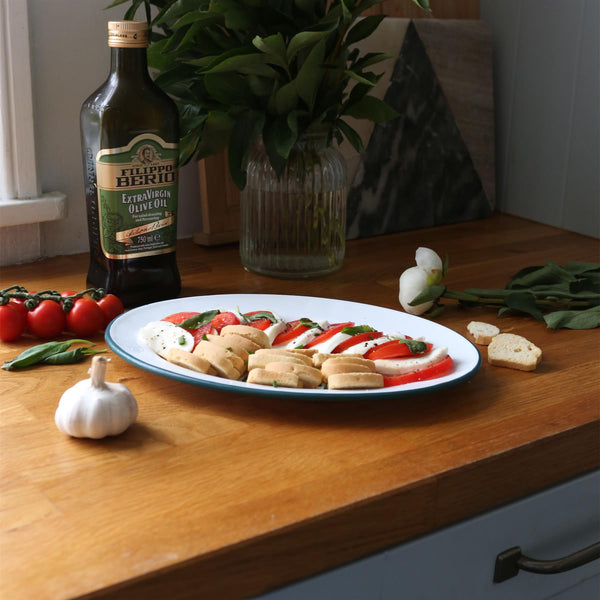 Nicola Spring White Enamel Serving Platter - 30cm X 22cm