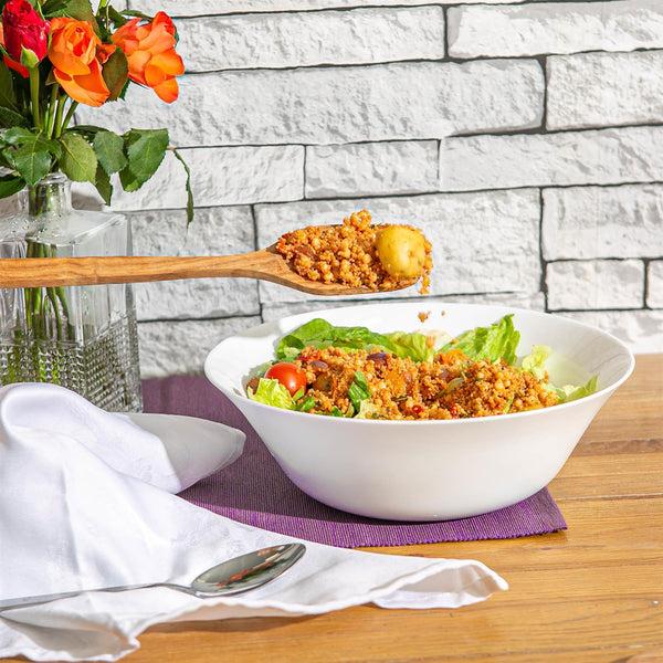 Nicola Spring White Moon Glass Serving Bowl - 27cm - White