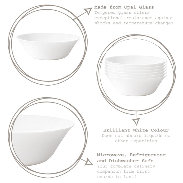 Nicola Spring White Moon Glass Serving Bowl - 27cm - White