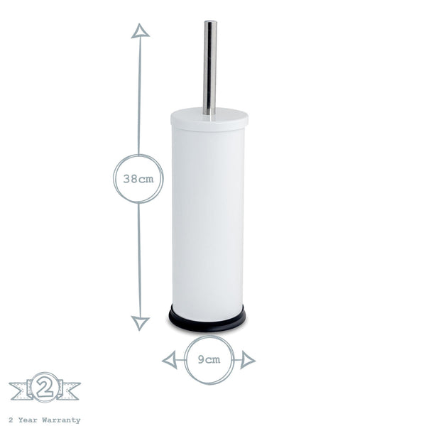 Nicola Spring White Round Stainless Steel Toilet Brush & Bin Set