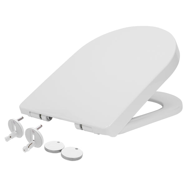 nicola spring White Square Antibacterial Soft Close Standard Toilet Seat