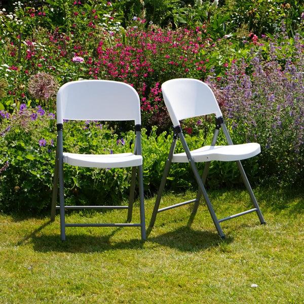 Nicola Spring White Steel Folding Trestle Chairs - Pack Of Two