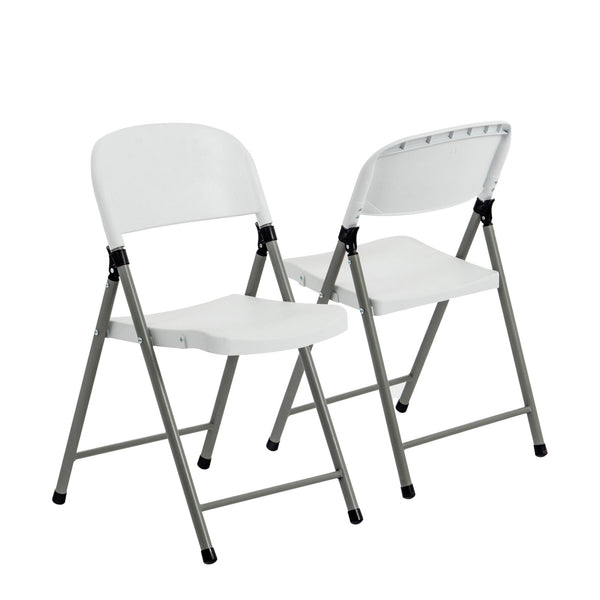 nicola spring White Steel Folding Trestle Chairs - Pack of Two