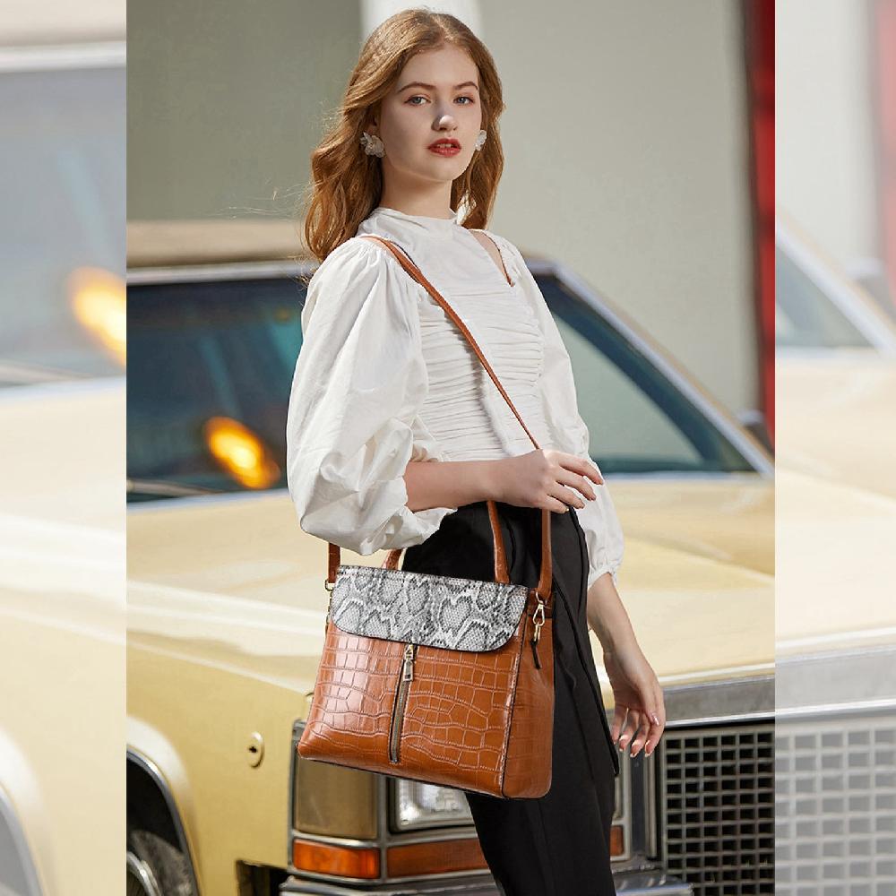 Nicole & Doris 2 Pcs Snakeskin Pattern Women Handbags Set