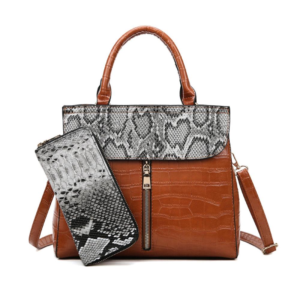 nicole & doris 2 Pcs Snakeskin Pattern Women Handbags Set
