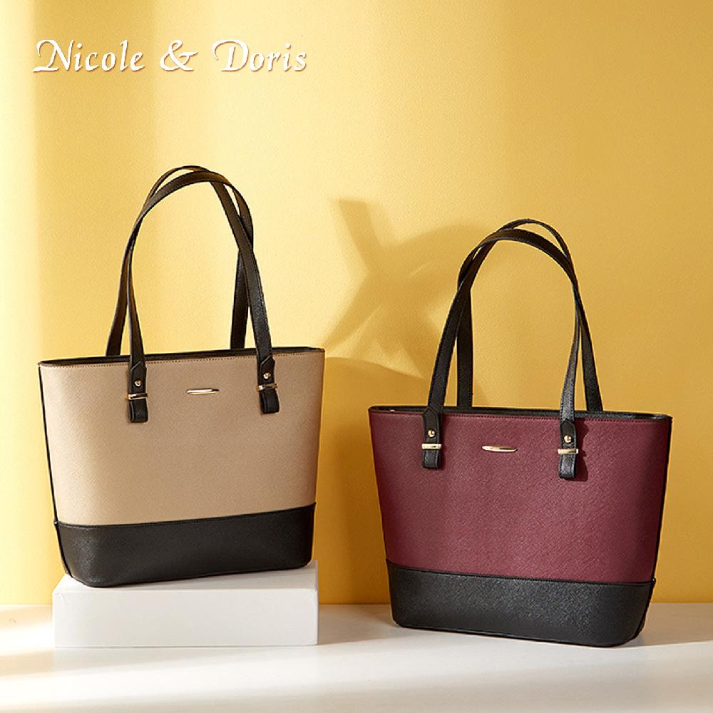 Nicole & Doris 3 Pcs Double Colours Minimalist Handbags Set