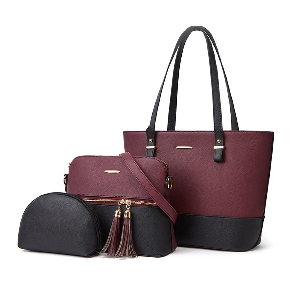 nicole & doris 3 Pcs Double Colours Minimalist Handbags Set