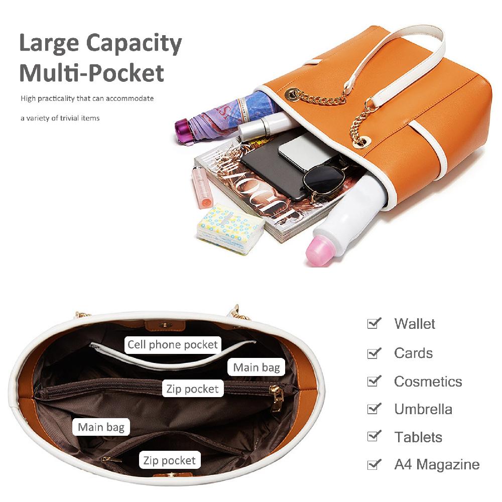 Nicole & Doris 3 Pcs Ladies Elegant Plain Single Colour Handbags Set